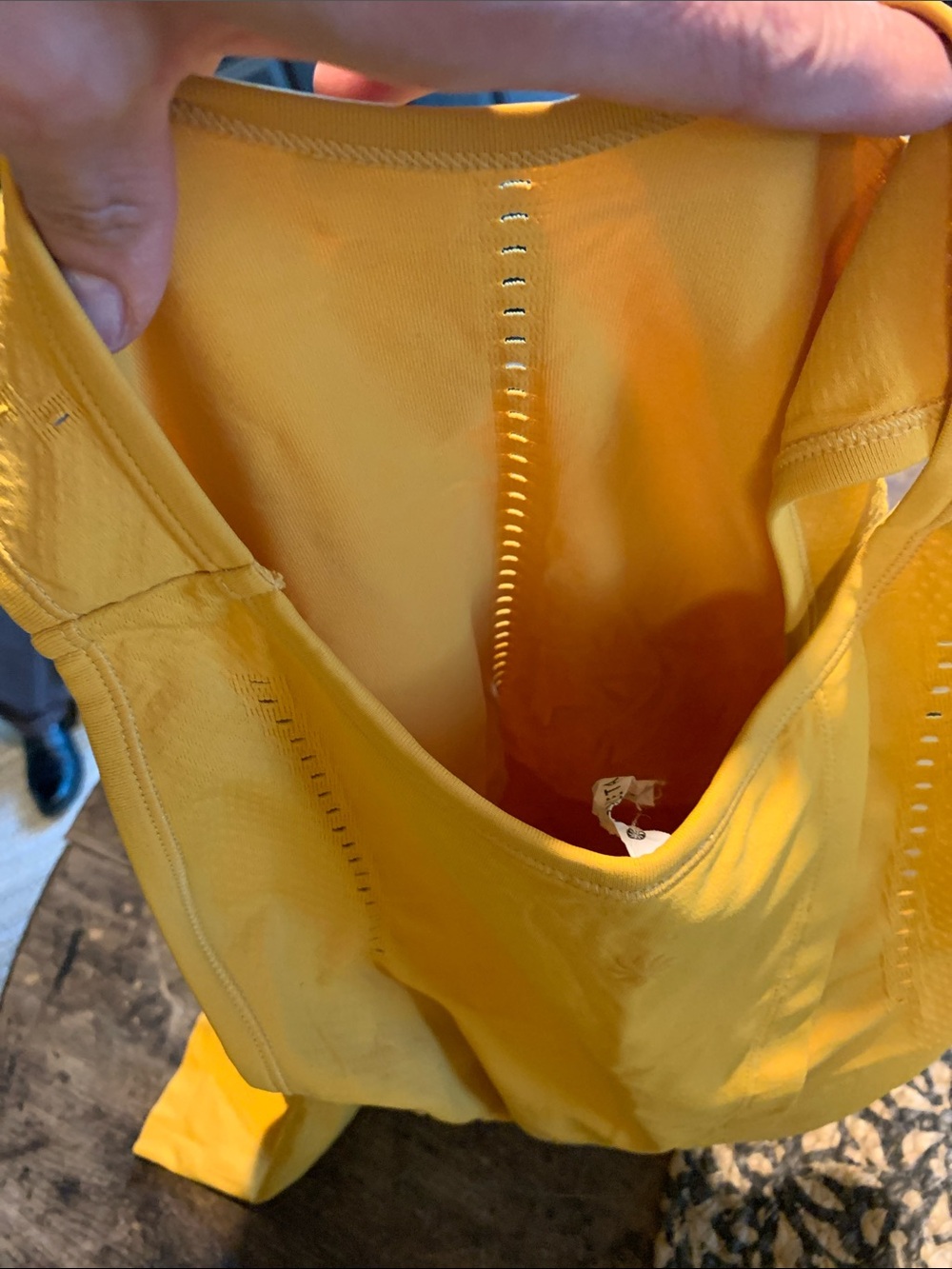 Athleta Foothill Sleeveless Eyelet Detail Tank Top - Mustard Yellow Gold - Picture 7 of 8